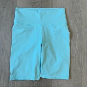 Fabletics Woman Small Bike Shorts Baby Blue Power Hold Pockets 80s 90s Workout